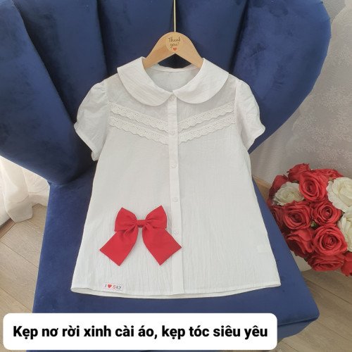 Áo sơ mi trắng ren V ngực size đại size 10 -13-kidsky-bán sỉ Áo sơ mi trắng ren V ngực size đại size 10 -13 Áo sơ mi trắng ren V ngực size đại size 10 -13-ÁO SƠ MI CỘC TAY BÉ GÁI